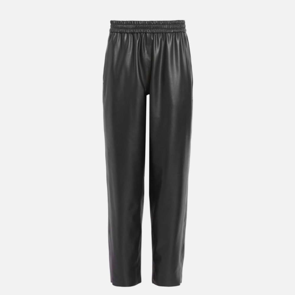 All Saints Black Leather Mid-Rise Jen Jogger Pants